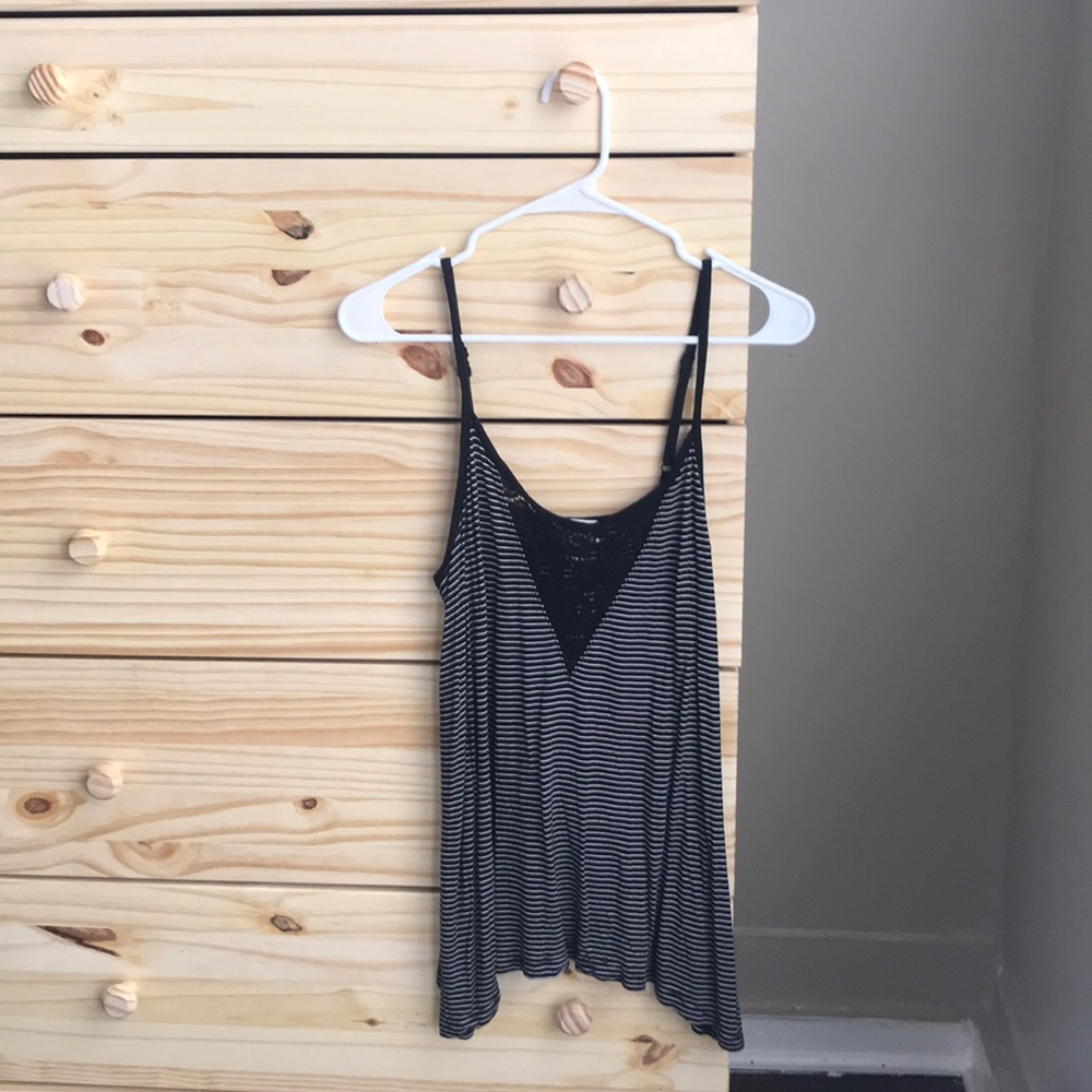 Black + White Striped Tank